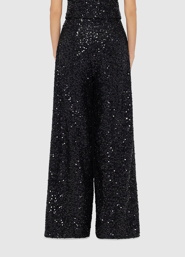 Exclusive Leo Lin Greta Sequin Pants in Onyx