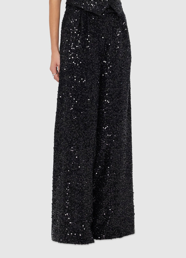 Exclusive Leo Lin Greta Sequin Pants in Onyx