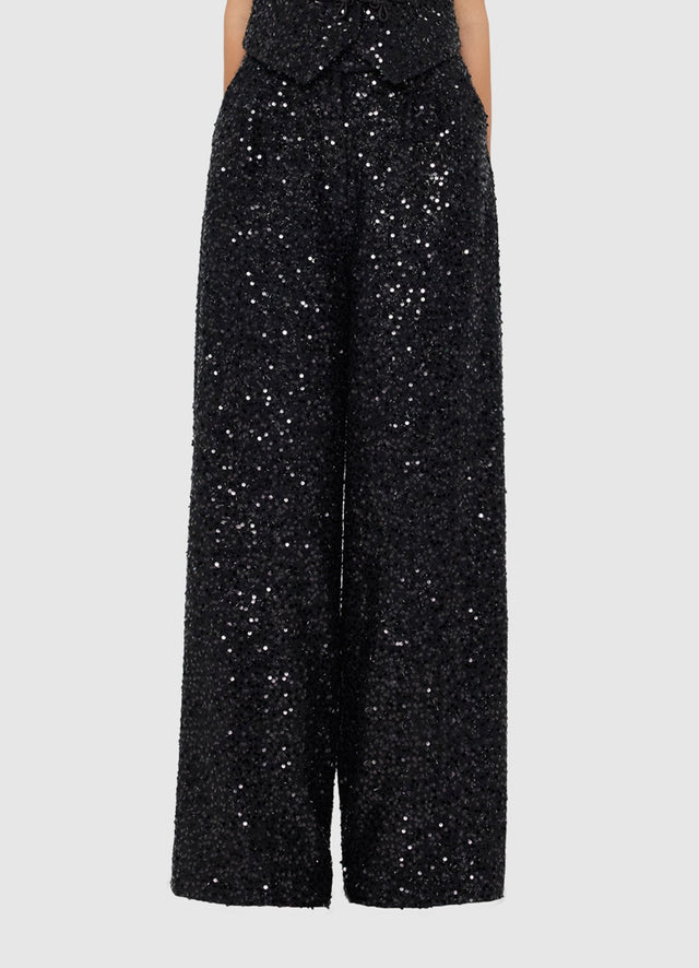Exclusive Leo Lin Greta Sequin Pants in Onyx
