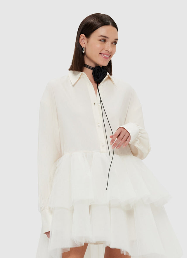 Exclusive Leo Lin Ivy Tiered Mini Dress - Vanilla