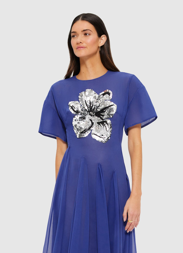 Exclusive Leo Lin Désirée Embellished Midi Dress in Sapphire