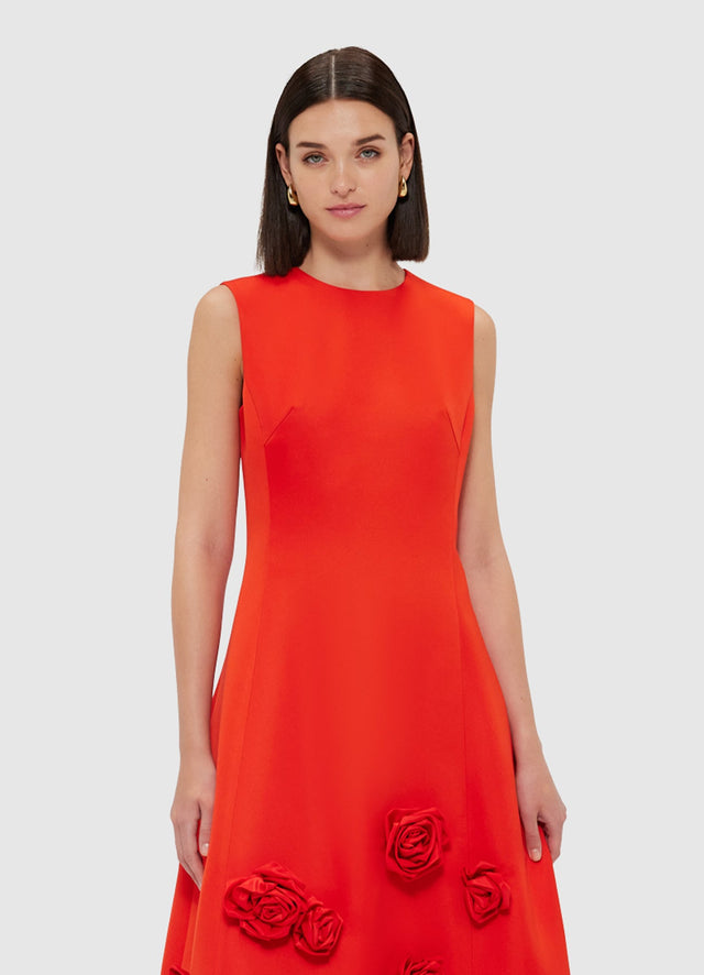 Exclusive Leo Lin Cleo Sleeveless Midi Dress - Scarlet