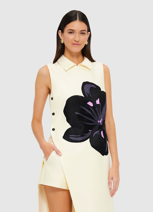 Exclusive Leo Lin Lucile Embroidered Wool Tunic in Snow