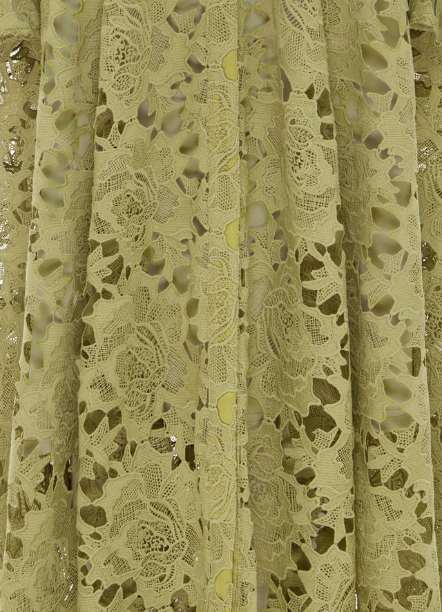 Exclusive Leo Lin Aliyah Lace Butterfly Sleeve Midi Dress in Olive