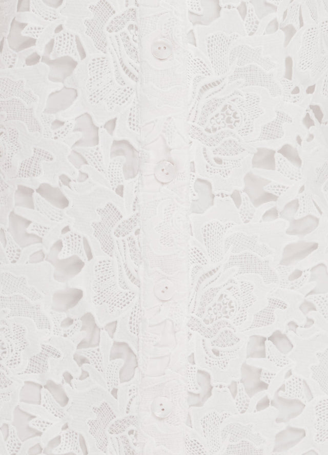 Exclusive Leo Lin Brooke Lace Shirt Sleeve Mini Dress in Snow