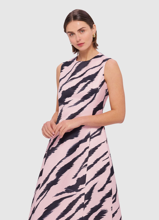 Exclusive Leo Lin Cleo Sleeveless Midi Dress in Tiger Print in Pink
