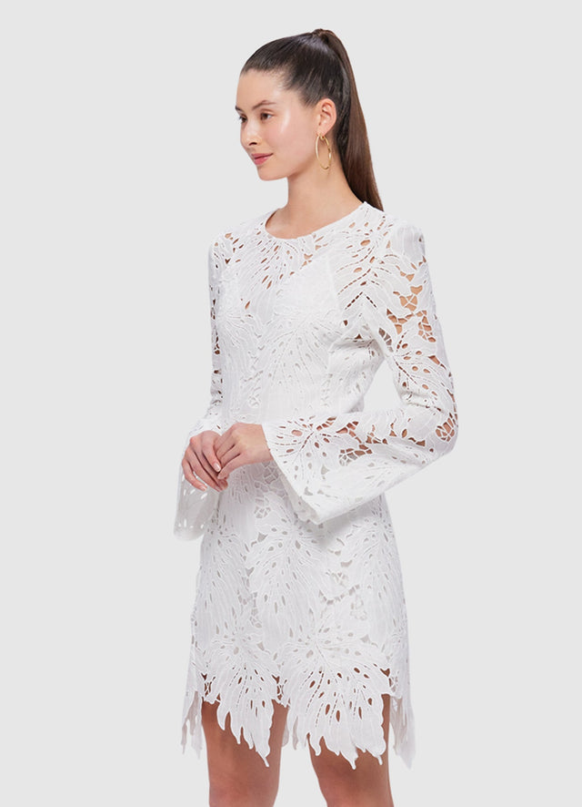 Exclusive Leo Lin Selena Lace Mini Dress in Snow