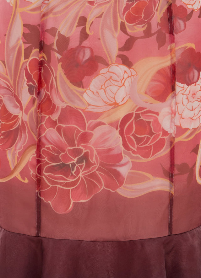 Exclusive Leo Lin Ciara Panelled Fishtail Skirt in Adorn Print in Passion