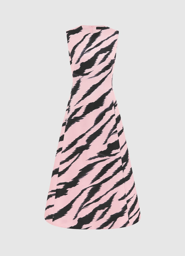Exclusive Leo Lin Cleo Sleeveless Midi Dress in Tiger Print in Pink