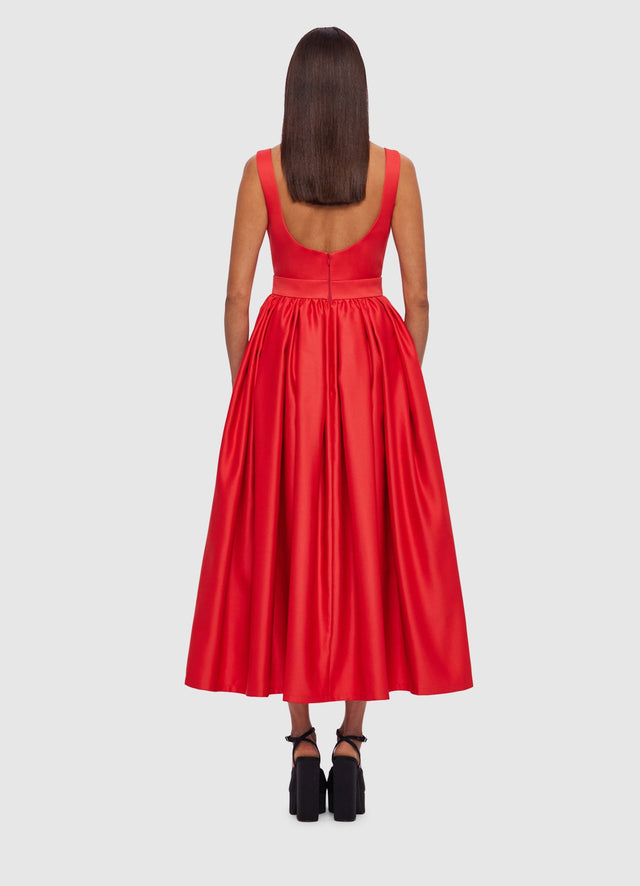 Exclusive Leo Lin Colleen Midi Dress in Scarlet