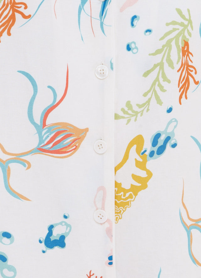 Exclusive Leo Lin Dylan Button Shirt in Twilight Print in White