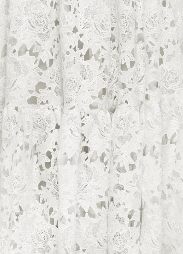 Exclusive Leo Lin Emilia Lace Bustier Midi Dress in Snow