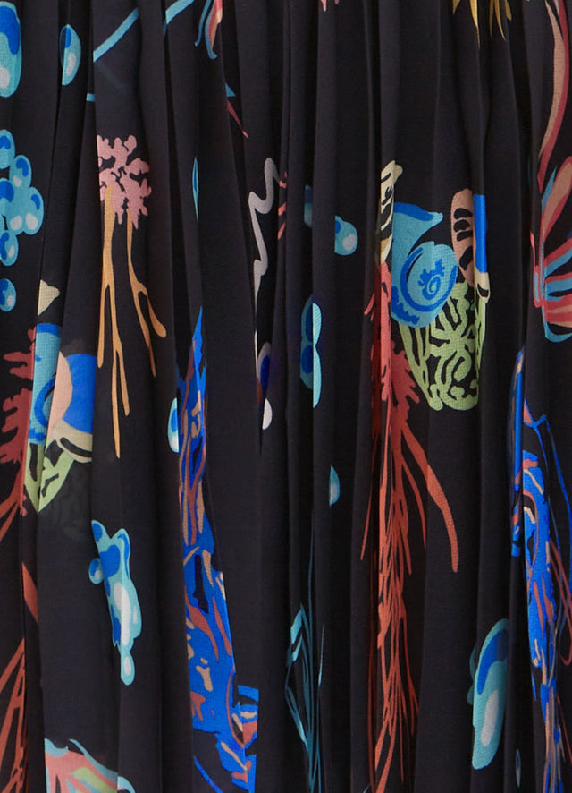 Exclusive Leo Lin Evelyn Bell Sleeve Mini Dress in Twilight Print in Black 