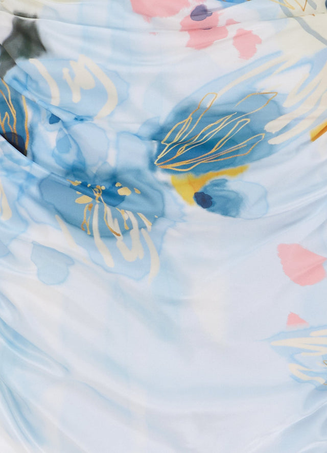 Exclusive Leo Lin Jill Cowl Neck Slip Dress in Tranquility Print