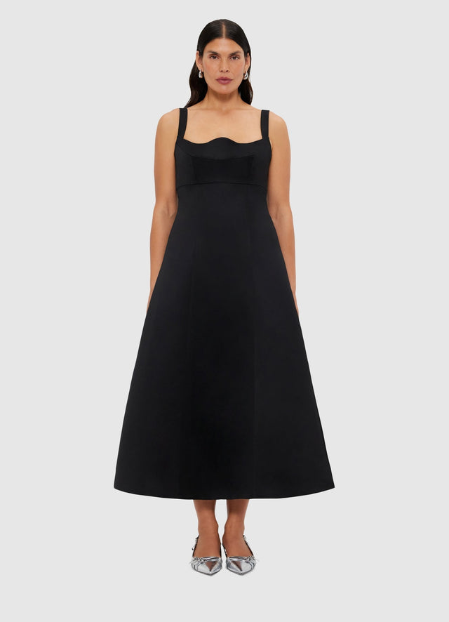 Exclusive Leo Lin Odette Midi Dress - Ebony