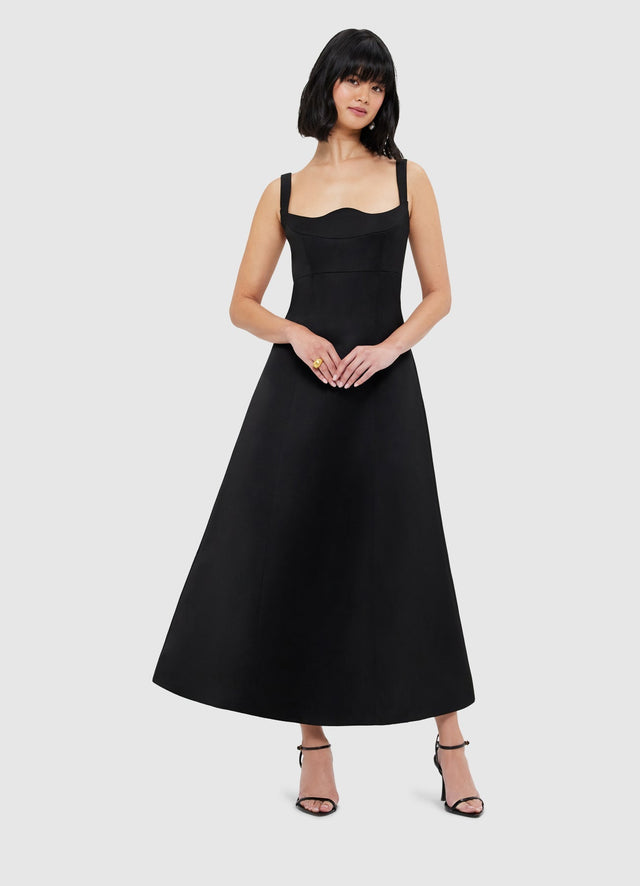 Exclusive Leo Lin Odette Midi Dress - Ebony