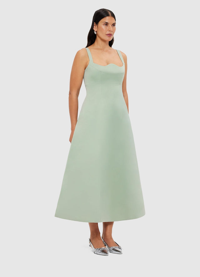 Exclusive Leo Lin Odette Midi Dress - Sage