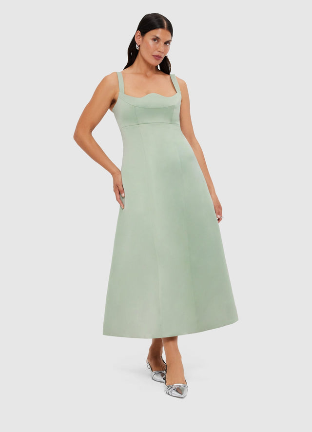 Exclusive Leo Lin Odette Midi Dress - Sage