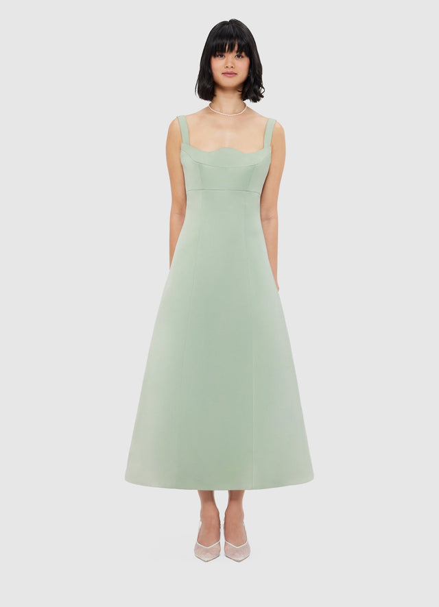 Exclusive Leo Lin Odette Midi Dress - Sage