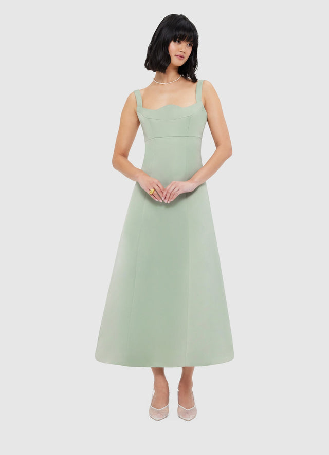 Exclusive Leo Lin Odette Midi Dress - Sage