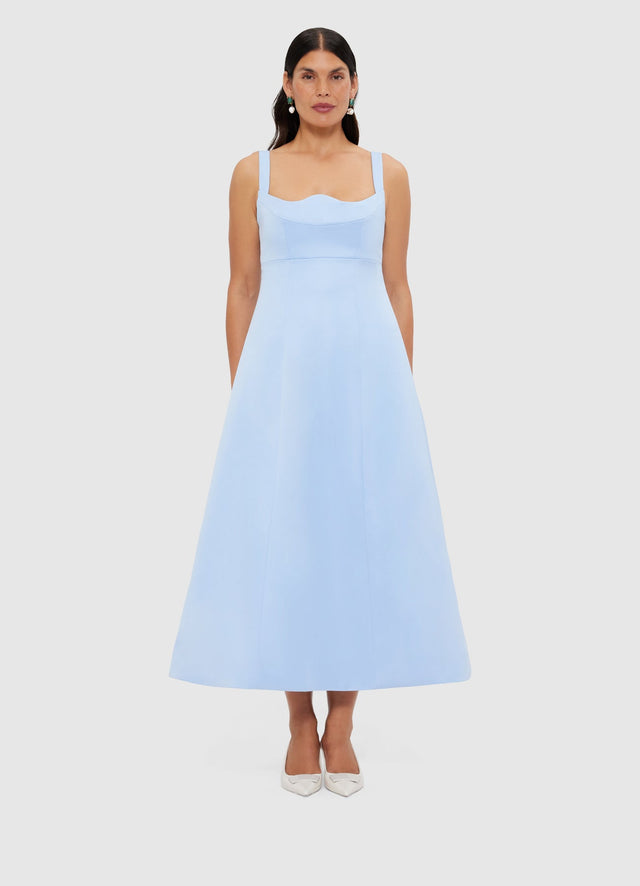 Exclusive Leo Lin Odette Midi Dress - Sky Blue