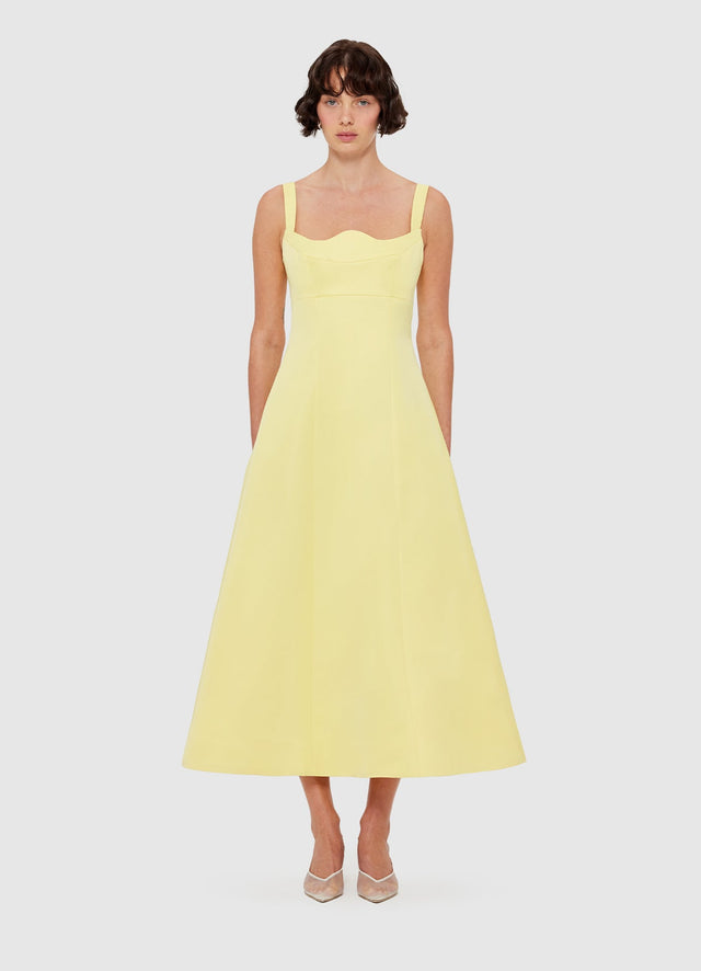 Exclusive Leo Lin Odette Midi Dress - Sorbet Yellow