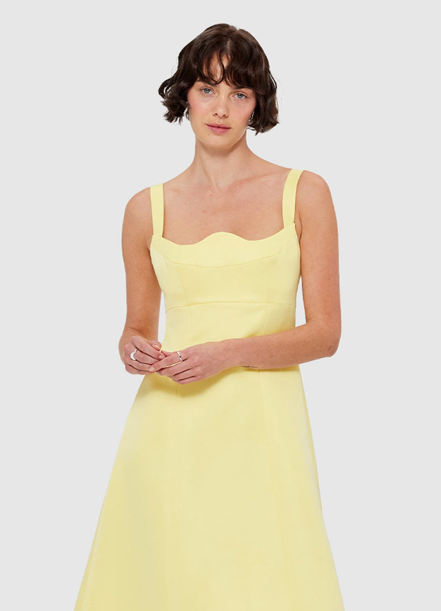 Exclusive Leo Lin Odette Midi Dress - Sorbet Yellow