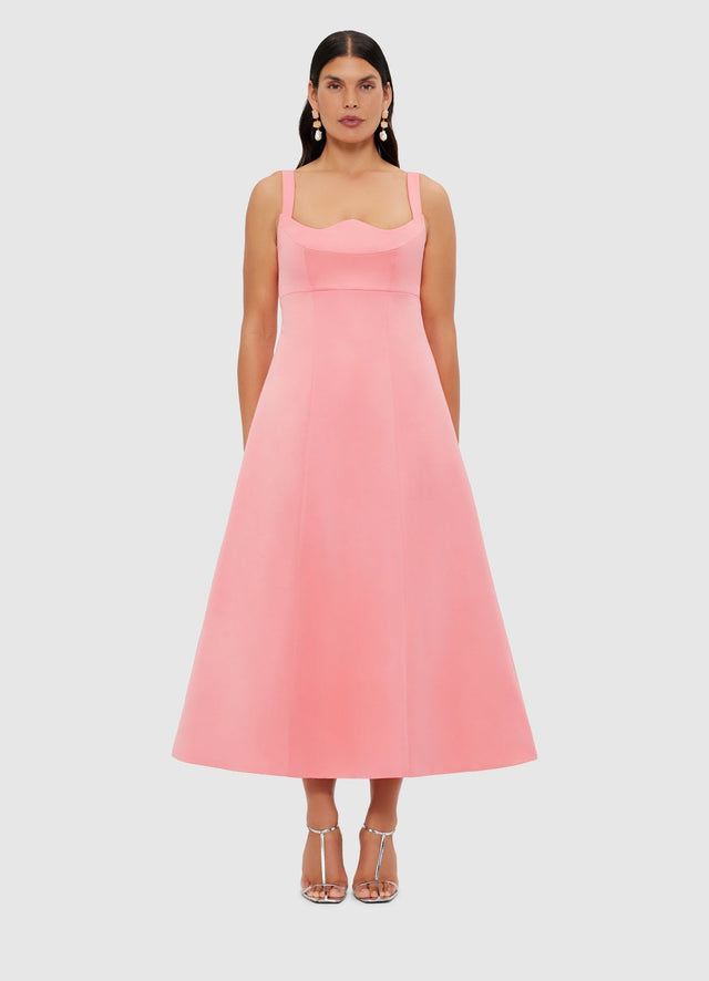 Exclusive Leo Lin Odette Midi Dress - Strawberry Pink