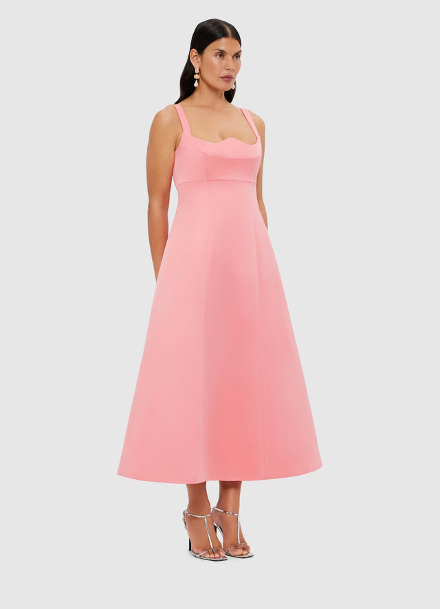 Exclusive Leo Lin Odette Midi Dress - Strawberry Pink