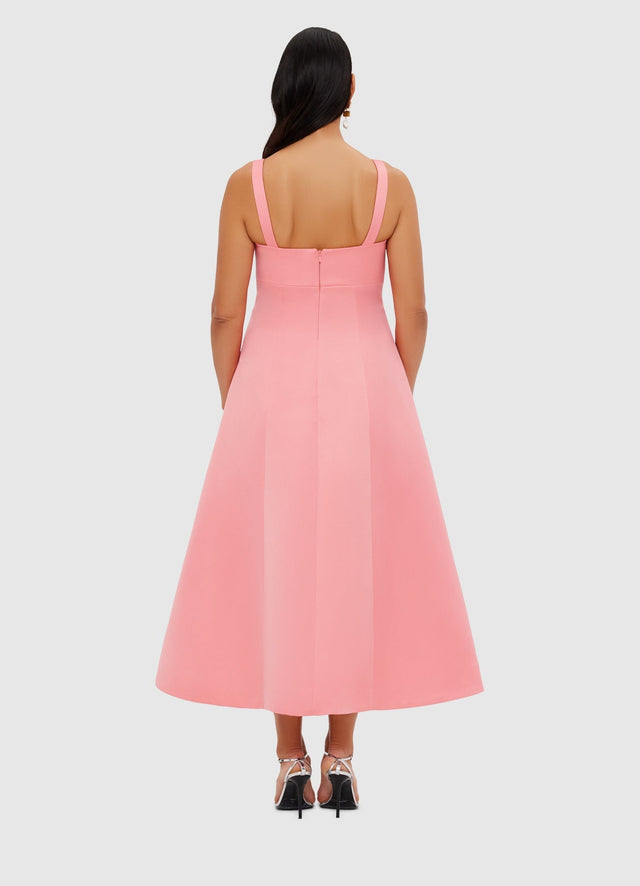 Exclusive Leo Lin Odette Midi Dress - Strawberry Pink
