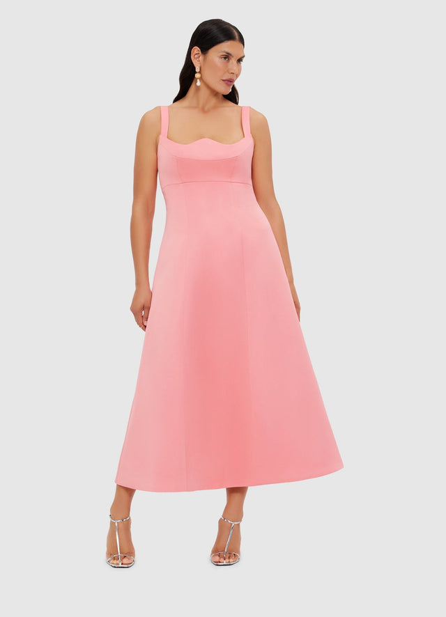 Exclusive Leo Lin Odette Midi Dress - Strawberry Pink