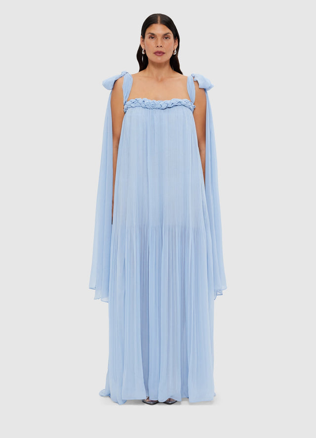 Exclusive Leo Lin Camilla Draped Floor Length Dress - Sky Blue