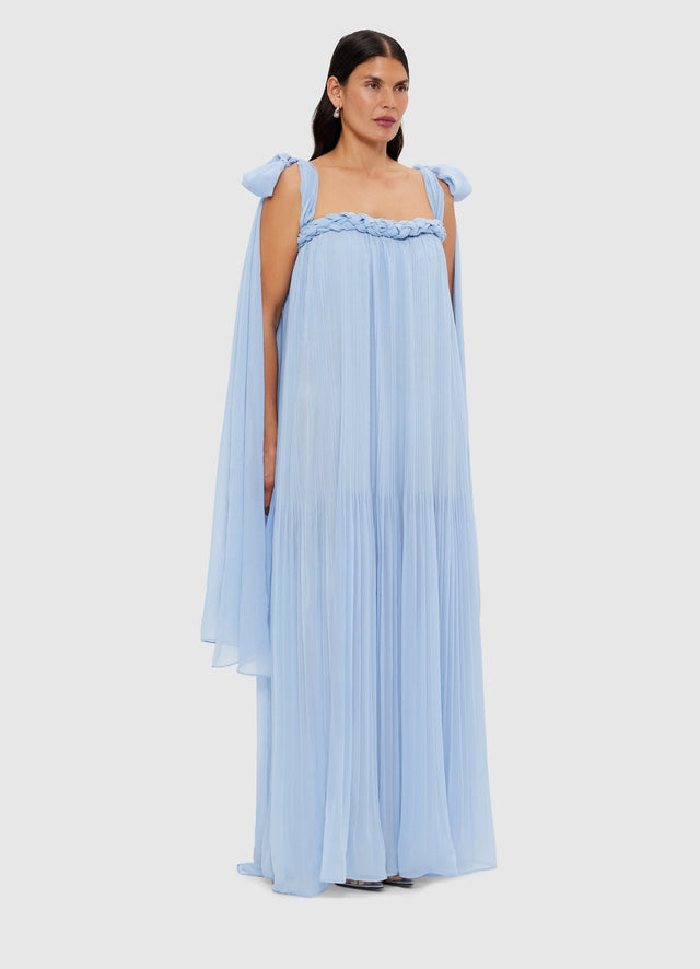 Exclusive Leo Lin Camilla Draped Floor Length Dress - Sky Blue