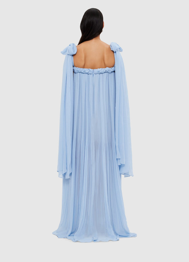 Exclusive Leo Lin Camilla Draped Floor Length Dress - Sky Blue