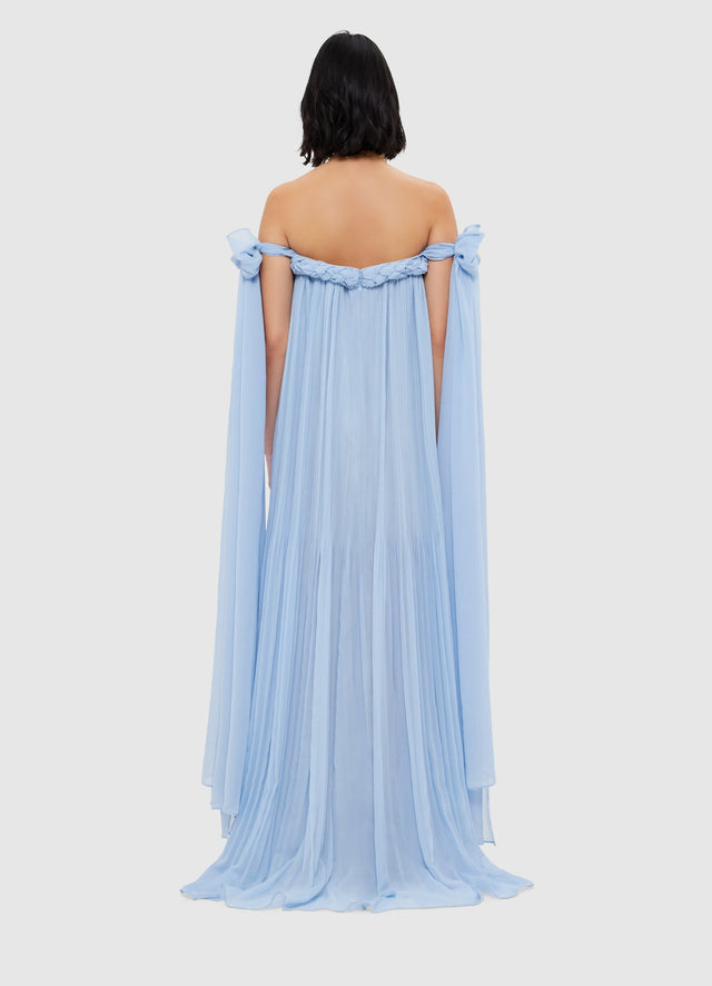Exclusive Leo Lin Camilla Draped Floor Length Dress - Sky Blue