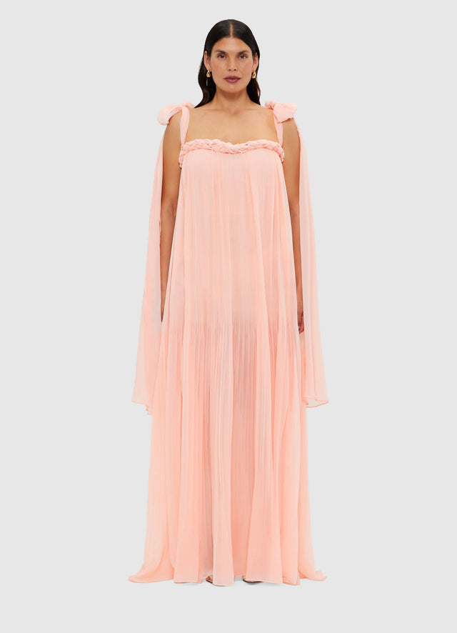 Exclusive Leo Lin Camilla Draped Floor Length Dress - Soft Pink
