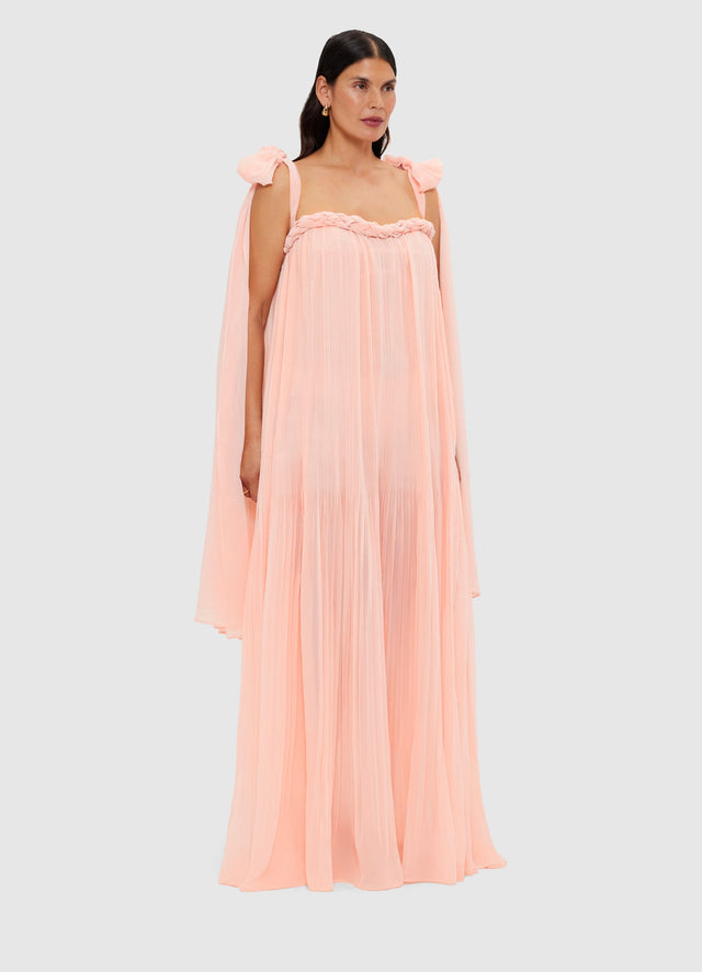 Exclusive Leo Lin Camilla Draped Floor Length Dress - Soft Pink