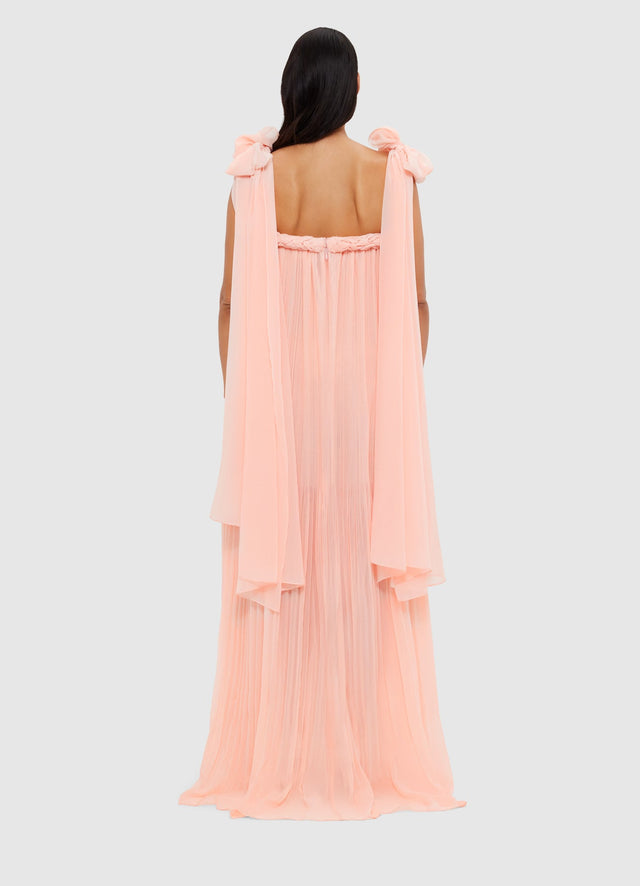 Exclusive Leo Lin Camilla Draped Floor Length Dress - Soft Pink