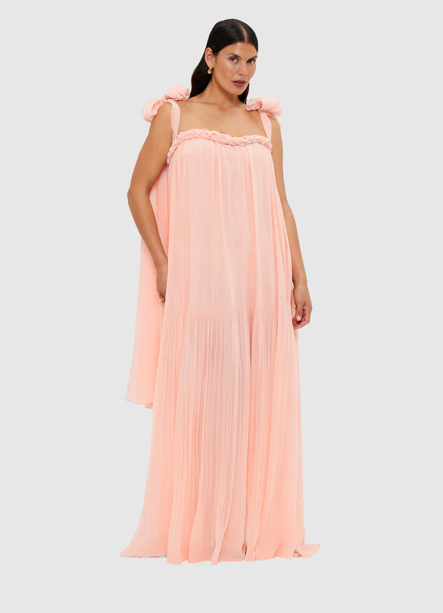 Exclusive Leo Lin Camilla Draped Floor Length Dress - Soft Pink