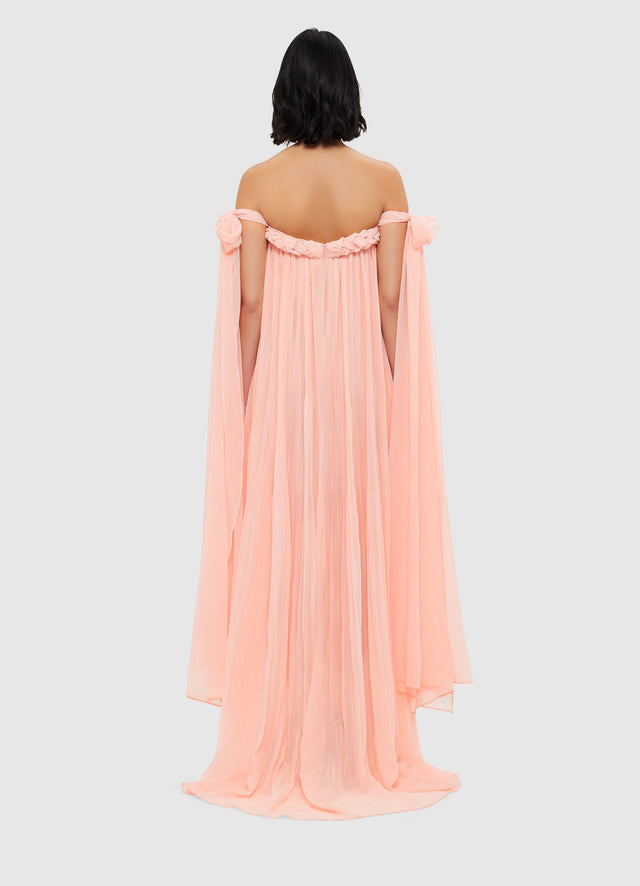 Exclusive Leo Lin Camilla Draped Floor Length Dress - Soft Pink