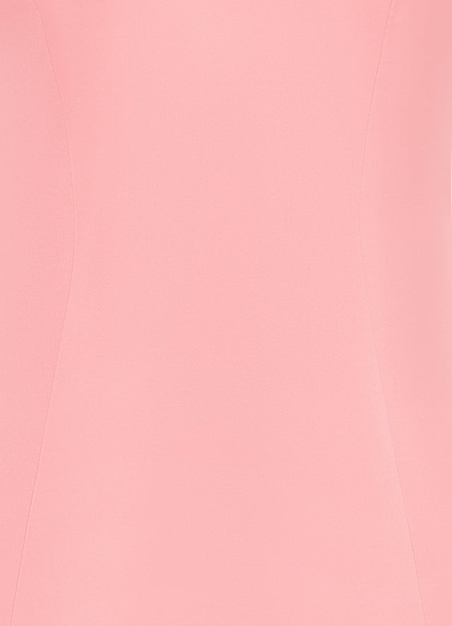 Exclusive Leo Lin Annie Off Shoulder Frill Midi Dress - Strawberry Pink
