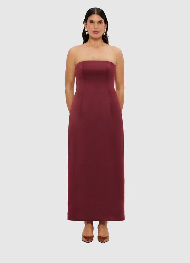Exclusive Leo Lin Rayna Bustier Maxi Dress - Burgundy