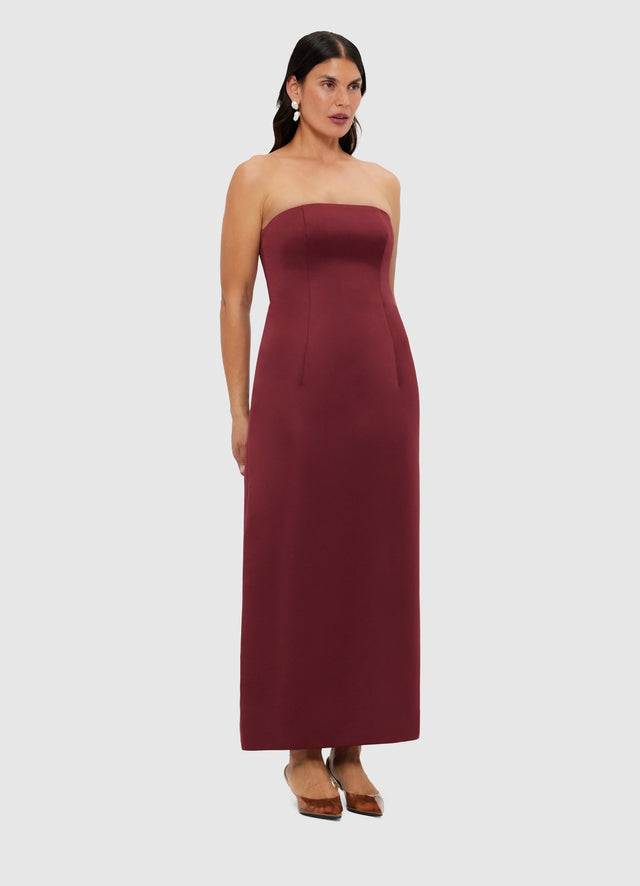 Exclusive Leo Lin Rayna Bustier Maxi Dress - Burgundy