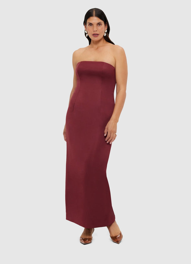 Exclusive Leo Lin Rayna Bustier Maxi Dress - Burgundy