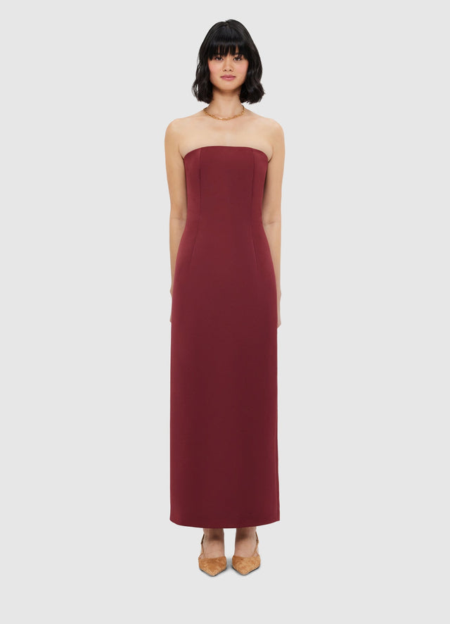 Exclusive Leo Lin Rayna Bustier Maxi Dress - Burgundy