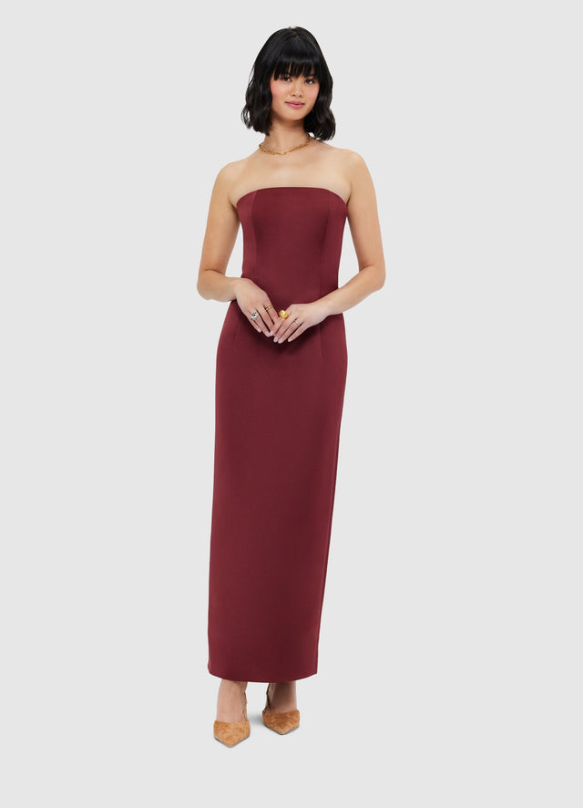 Exclusive Leo Lin Rayna Bustier Maxi Dress - Burgundy