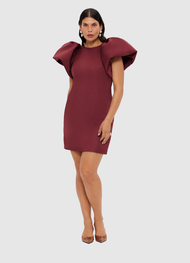 Exclusive Leo Lin Dayna Mini Dress - Burgundy