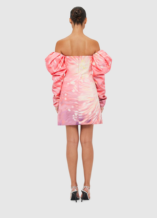 Exclusive Leo Lin Gemma Off Shoulder Bustier Mini Dress - Afterglow Print