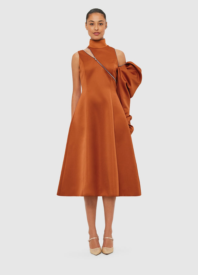 Exclusive Leo Lin Annalise One Shoulder Midi Dress - Toffee