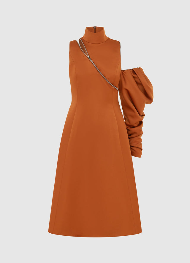 Exclusive Leo Lin Annalise One Shoulder Midi Dress - Toffee